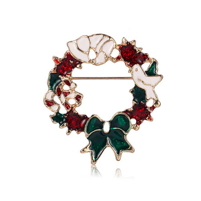 Broșe de Crăciun la modă, pălărie de Moș Crăciun, mănuși, clopoței, șosete, costum cu strasuri de zăpadă, ace metalice, insigne, broșă, cadouri de revelion