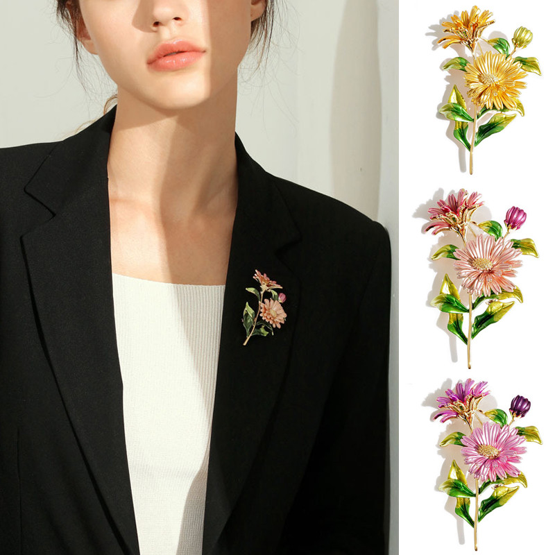 Ace cu email cu flori de margaretă, ace și broșe pentru femei, broșă de modă, buchet de nunți, haine, bijuterii, accesorii, cadou pentru femei