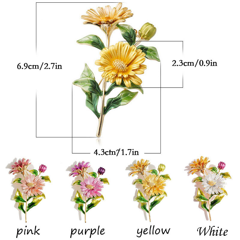 Ace cu email cu flori de margaretă, ace și broșe pentru femei, broșă de modă, buchet de nunți, haine, bijuterii, accesorii, cadou pentru femei