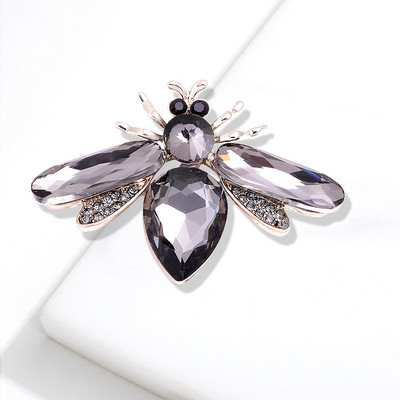 Модни луксозни големи кристали, сладки брошки с пчели, шампанско, сив цвят, кристали, брошка от сплав, дамски игли за парти, подаръци за рожден ден