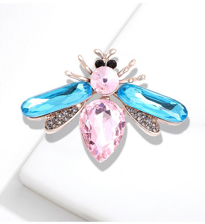 Модни луксозни големи кристали, сладки брошки с пчели, шампанско, сив цвят, кристали, брошка от сплав, дамски игли за парти, подаръци за рожден ден