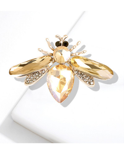 Модни луксозни големи кристали, сладки брошки с пчели, шампанско, сив цвят, кристали, брошка от сплав, дамски игли за парти, подаръци за рожден ден