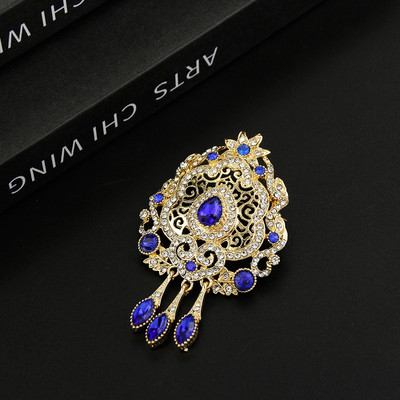 Sunspicems Maroc 18K aur culoare caftan broșă pentru femei rochie de mireasă bijuterii full cristal hijab rever flori ace cu ridicata