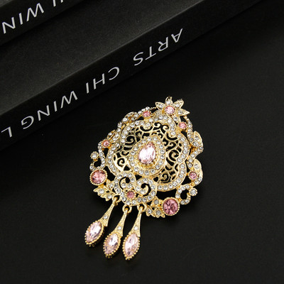 Sunspicems Maroc 18K aur culoare caftan broșă pentru femei rochie de mireasă bijuterii full cristal hijab rever flori ace cu ridicata