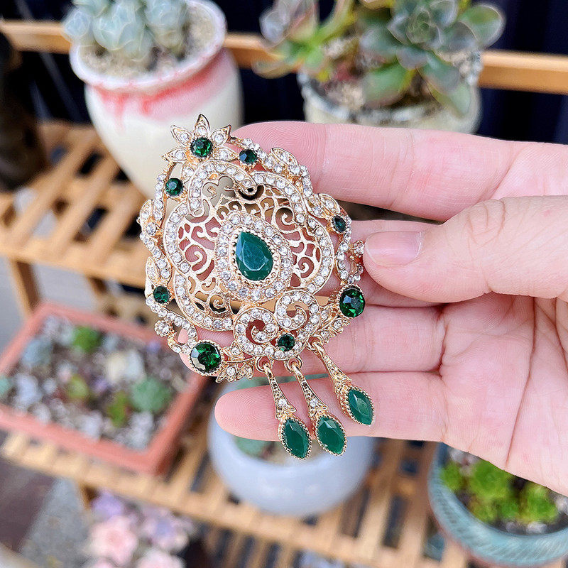 Sunspicems Maroc 18K aur culoare caftan broșă pentru femei rochie de mireasă bijuterii full cristal hijab rever flori ace cu ridicata