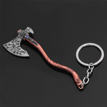 Punk Fashion Jewelry God Of War 4 Kratos Axe Μπρελόκ Εξαιρετικό κρύσταλλο σκαλισμένο σχέδιο Κρεμαστό κλειδί Axe Κρεμαστό κλειδί Αναμνηστικά κοσμήματα