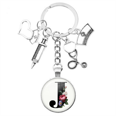 Breloc cu seringă pentru stetoscop pentru casă, AZ, cupole rotunde din sticlă, pandantiv cabușon pentru bărbați și femei, breloc cu farmec de modă