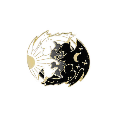 Éjjel-nappali zománctűk Egyedi Sun Moon Fox Koi Nyúl denevér Farkas brosstáska Ruhák Féktűs Kitűző Csillagos Állat Ékszer Ajándék