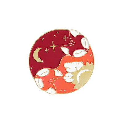 Éjjel-nappali zománctűk Egyedi Sun Moon Fox Koi Nyúl denevér Farkas brosstáska Ruhák Féktűs Kitűző Csillagos Állat Ékszer Ajándék