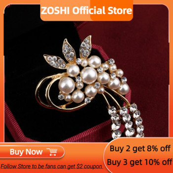 ZOSHI Fashion Jewelry Χρυσό χρώμα Καρφίτσες καρφίτσας για γυναίκες Αυστρία απομίμηση κρυστάλλου Μαργαριτάρι λουλούδια καρφίτσα αξεσουάρ γάμου