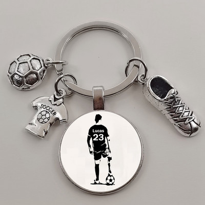 Futbola DIY atslēgu piekariņš ar pielāgotu nosaukumu, lai spēlētu futbolu zēnu atslēgu piekariņš, DIY atslēgu piekariņš futbola mīļotājiem