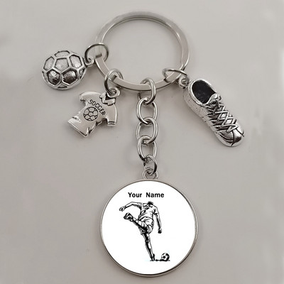 Futbola DIY atslēgu piekariņš ar pielāgotu nosaukumu, lai spēlētu futbolu zēnu atslēgu piekariņš, DIY atslēgu piekariņš futbola mīļotājiem