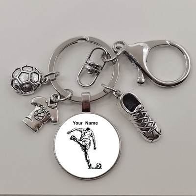 Futbola DIY atslēgu piekariņš ar pielāgotu nosaukumu, lai spēlētu futbolu zēnu atslēgu piekariņš, DIY atslēgu piekariņš futbola mīļotājiem