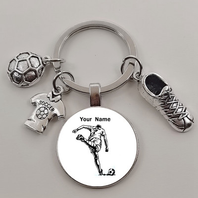 Futbola DIY atslēgu piekariņš ar pielāgotu nosaukumu, lai spēlētu futbolu zēnu atslēgu piekariņš, DIY atslēgu piekariņš futbola mīļotājiem