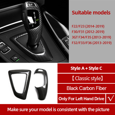 Pentru BMW Seria 1 3 4 5 F10 F30 F20 F31 F32 F36 F34 F22 X3 F25 X5 F15 din fibră de carbon ABS, accesorii de ornamentare a capacului butonului schimbătorului de viteze