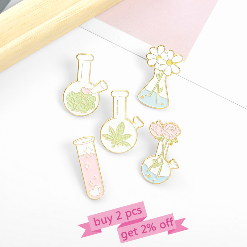 Iubitorul de plante Lab ace emailate balon personalizat eprub broșă rever insignă geanta desen animat savant bijuterii cadou pentru copii prieteni