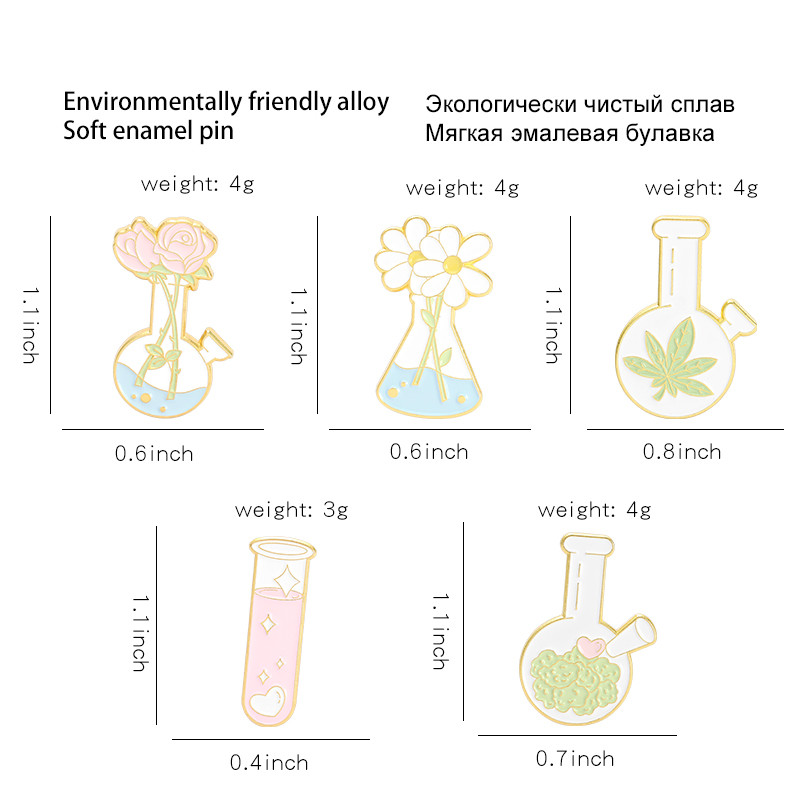Iubitorul de plante Lab ace emailate balon personalizat eprub broșă rever insignă geanta desen animat savant bijuterii cadou pentru copii prieteni