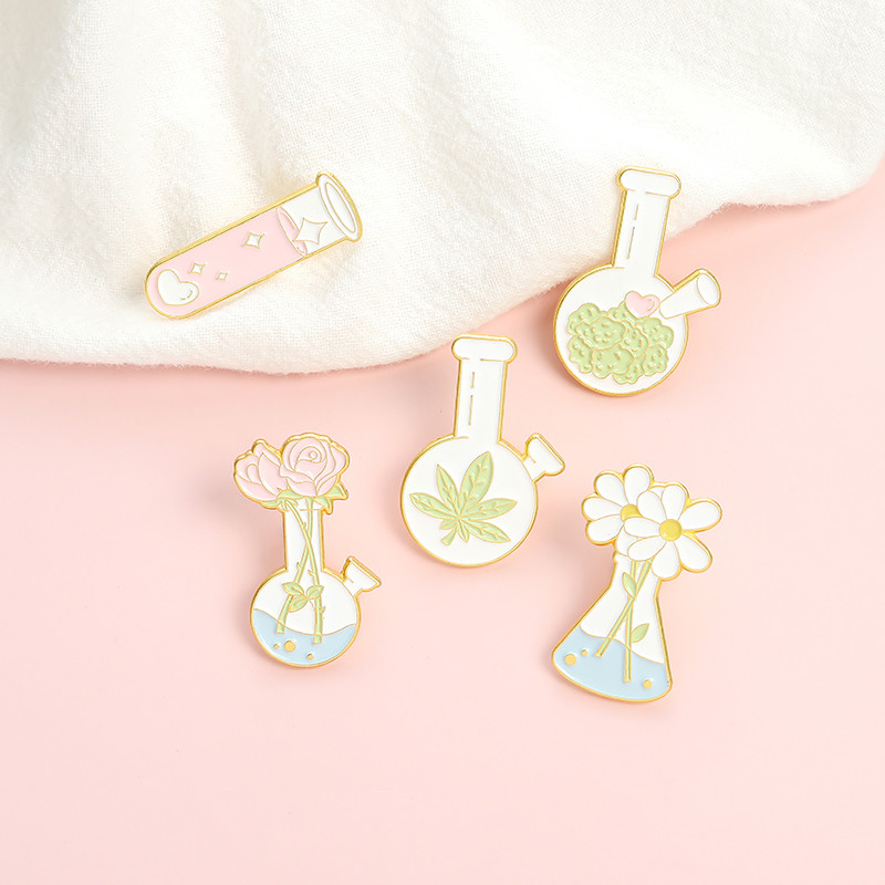 Iubitorul de plante Lab ace emailate balon personalizat eprub broșă rever insignă geanta desen animat savant bijuterii cadou pentru copii prieteni