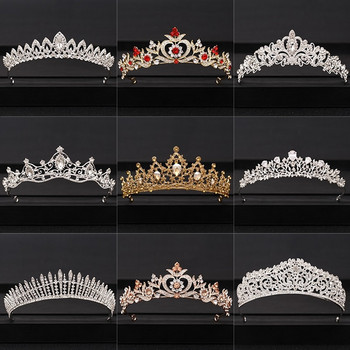 Στέμμα γάμου Κόσμημα για τα μαλλιά Νυφικά αξεσουάρ μαλλιών Γυναικεία μπαρόκ στέμμα στρας Κρυστάλλινα τιάρες Bride Queen Party Crowns Δώρο