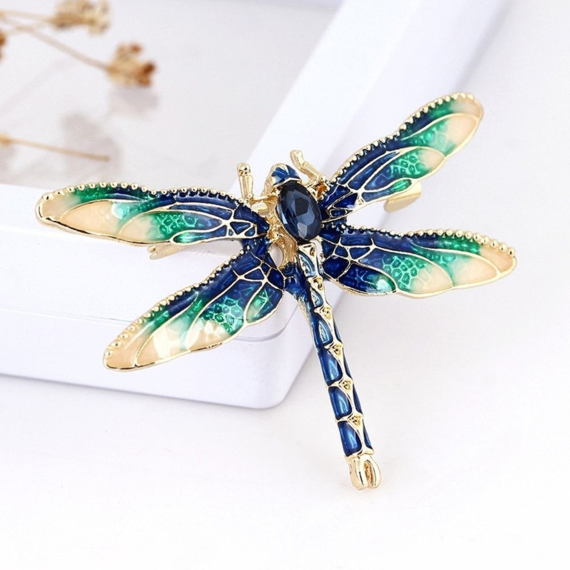 Broșe cu libelule vintage de cristal pentru femei Broșă mare cu insecte Pin Accesorii pentru haine pentru rochie de modă Bijuterii drăguțe Ace cu libelule