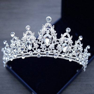Tiara de par de nunta Tiara de mireasa de cristal Coroana de diadema de culoare argintie Tiare Accesorii de par pentru nunta Piese pentru cap Bijuterii pentru cap