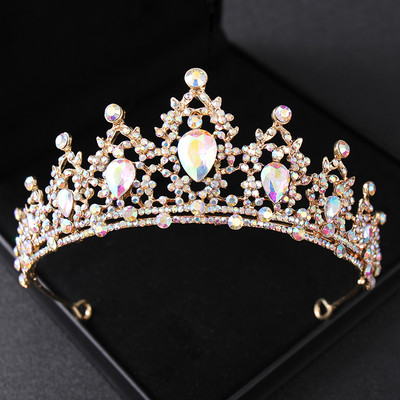 Vestuviniai Plaukai Tiara Krištolinė Vestuvinė Tiara Karūna Sidabro spalvos Diadem Veil Tiaras Vestuviniai Plaukų Priedai Galvos apdangalai Galvos Papuošalai