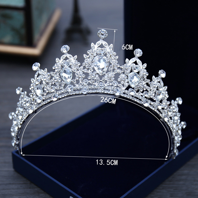 Vestuviniai Plaukai Tiara Krištolinė Vestuvinė Tiara Karūna Sidabro spalvos Diadem Veil Tiaras Vestuviniai Plaukų Priedai Galvos apdangalai Galvos Papuošalai