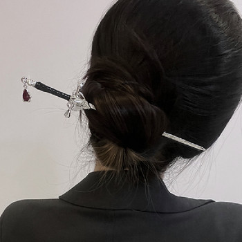 2022 Νέο κινέζικο πανκ ρουμπίνι κρεμαστό σπαθί φουρκέτα Μόδα Απλή μοντέρνα κεφαλή στολίδι για τα μαλλιά στο πίσω μέρος του κεφαλιού