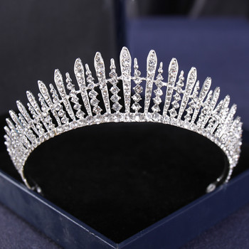 Ασημί Χρώμα Crysta Crowns and Tiaras Baroque Vintage Crown Tiara για Γυναικείες Διαδηλώσεις Νύφης Διαδήμων Γάμου Αξεσουάρ μαλλιών