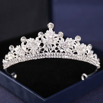 Ασημί Χρώμα Crysta Crowns and Tiaras Baroque Vintage Crown Tiara για Γυναικείες Διαδηλώσεις Νύφης Διαδήμων Γάμου Αξεσουάρ μαλλιών