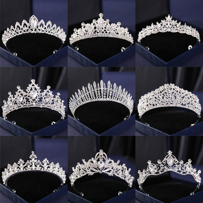 Сребърен цвят Crysta корони и диадеми барокова ретро корона тиара за жени булка конкурс бал диадема сватбени аксесоари за коса