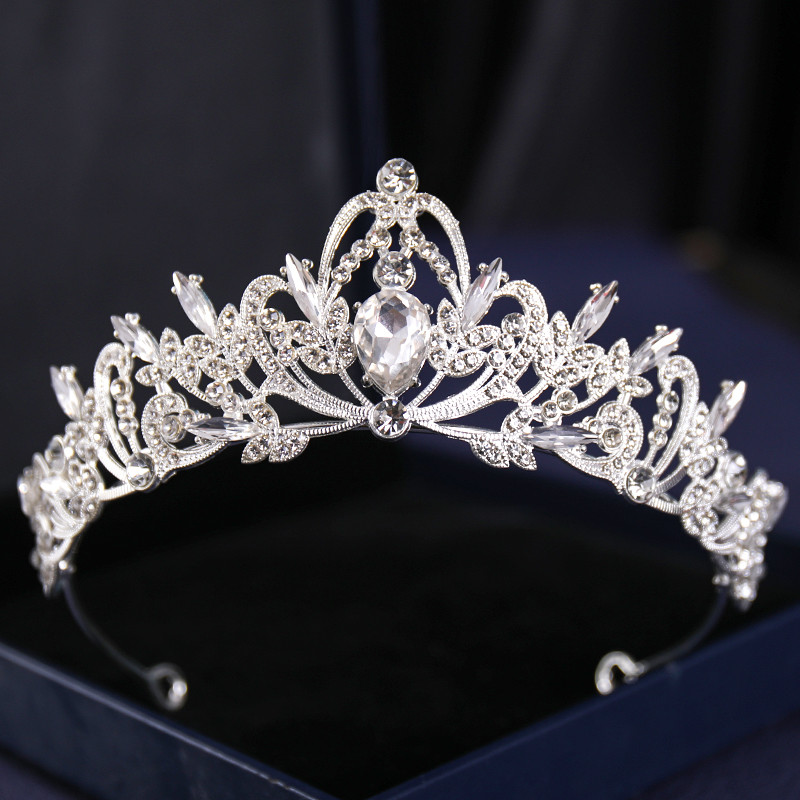 Srebrne boje Crysta krune i tijare Barokna vintage kruna tijara za žene Dijadema za mladenke Vjenčani dodaci za kosu