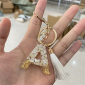 Breloc creativ din rășină cu 26 de litere Pandantiv cu breloc alb cu ciucuri Breloc Bărbați Femei Ornamente pentru genți Accesorii Cadouri suvenir