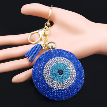Турция очи кристални ключодържатели пръстен за жени ключодържател син злато цвят ключодържател чанта аксесоари бижута llaveros para mujer