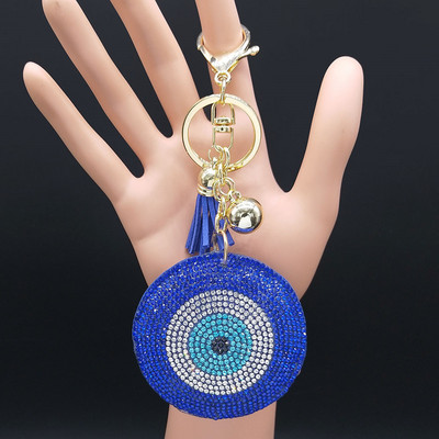 Turkey Eyes Kristály kulcstartó gyűrű női kulcstartó kék arany színű kulcstartó táska kiegészítők ékszerek llaveros para mujer