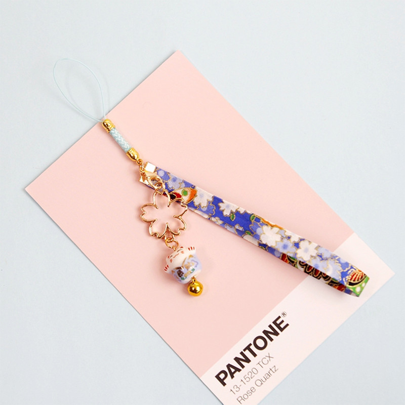 Jauka multfilma Japāna Lucky Cat atslēgu piekariņš Maneki Neko piekariņi Automašīnas telefona piederumu soma kulons Good Luck Fortune Bagātības mīļotāja dāvana