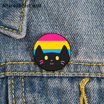 Non Binary Pride cat Pin Προσαρμοσμένη χαριτωμένη καρφίτσα Πουκάμισο πέτο δάσκαλος tote Τσάντα σακίδια πλάτης Badge Cartoon δώρο καρφίτσες καρφίτσες για γυναίκες