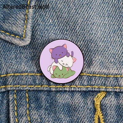 Non Binary Pride cat Pin Broșe personalizate drăguțe Cămașă rever profesor geantă rucsacuri Insigna Cartoon cadou broșe ace pentru femei