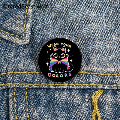Non Binary Pride cat Pin Broșe personalizate drăguțe Cămașă rever profesor geantă rucsacuri Insigna Cartoon cadou broșe ace pentru femei