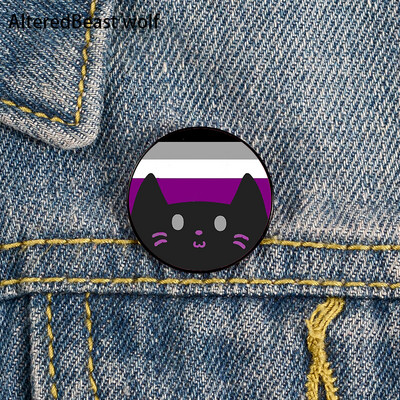 Non Binary Pride cat Pin Broșe personalizate drăguțe Cămașă rever profesor geantă rucsacuri Insigna Cartoon cadou broșe ace pentru femei