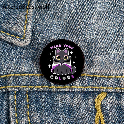 Non Binary Pride cat Pin Broșe personalizate drăguțe Cămașă rever profesor geantă rucsacuri Insigna Cartoon cadou broșe ace pentru femei
