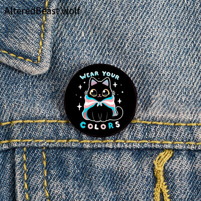 Non Binary Pride cat Pin Broșe personalizate drăguțe Cămașă rever profesor geantă rucsacuri Insigna Cartoon cadou broșe ace pentru femei