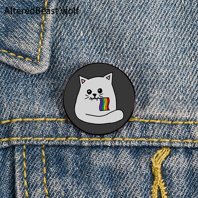 Non Binary Pride cat Pin Broșe personalizate drăguțe Cămașă rever profesor geantă rucsacuri Insigna Cartoon cadou broșe ace pentru femei