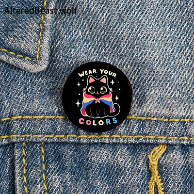 Non Binary Pride cat Pin Broșe personalizate drăguțe Cămașă rever profesor geantă rucsacuri Insigna Cartoon cadou broșe ace pentru femei