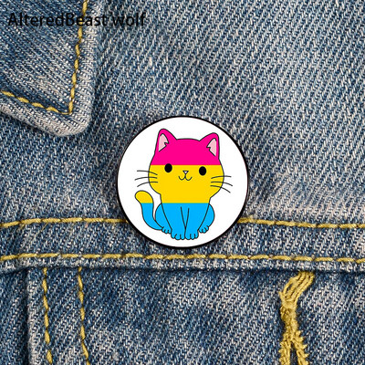 Non Binary Pride cat Pin Broșe personalizate drăguțe Cămașă rever profesor geantă rucsacuri Insigna Cartoon cadou broșe ace pentru femei