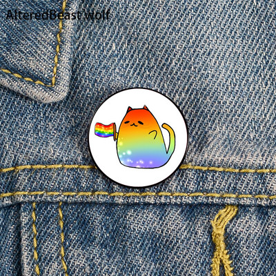 Non Binary Pride cat Pin Broșe personalizate drăguțe Cămașă rever profesor geantă rucsacuri Insigna Cartoon cadou broșe ace pentru femei