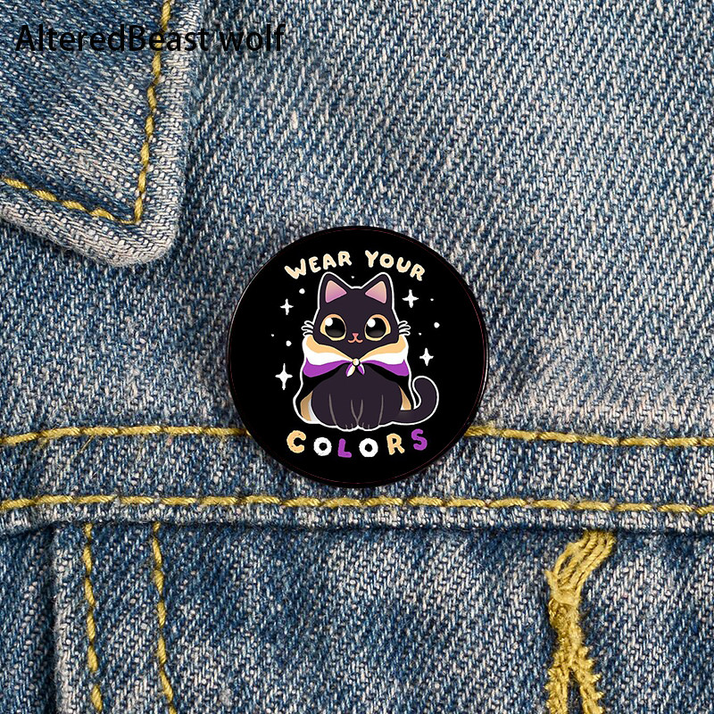 Non Binary Pride cat Pin Broșe personalizate drăguțe Cămașă rever profesor geantă rucsacuri Insigna Cartoon cadou broșe ace pentru femei