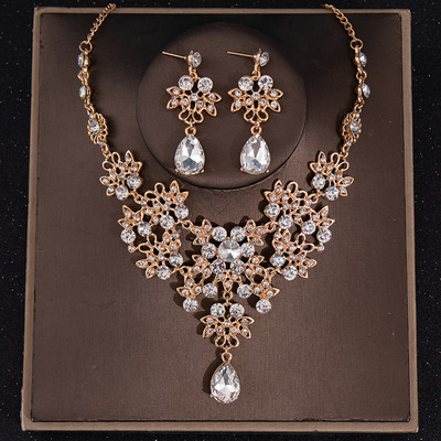 Seturi de bijuterii de mireasa de cristal de lux Set de cercei de coroana cu diadema cu strasuri pentru femei Mireasa Accesorii de nunta Set de bijuterii