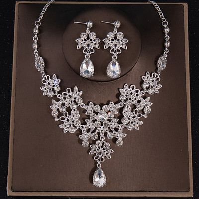 Seturi de bijuterii de mireasa de cristal de lux Set de cercei de coroana cu diadema cu strasuri pentru femei Mireasa Accesorii de nunta Set de bijuterii