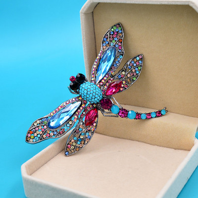 CINDY XIANG Broșe mari cu libelule cu strass pentru femei Broșă vintage pentru haine Pin Bijuterii cu insecte 8 culori disponibile cadou